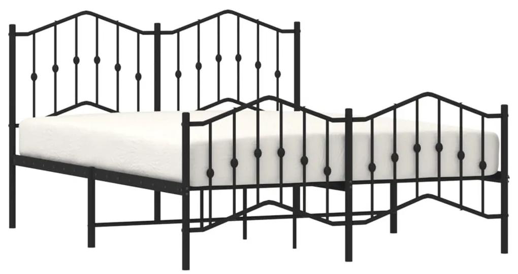 Πλαίσιο Κρεβατιού με Κεφαλάρι/Ποδαρικό Μαύρο 140x200εκ. Μέταλλο - Μαύρο