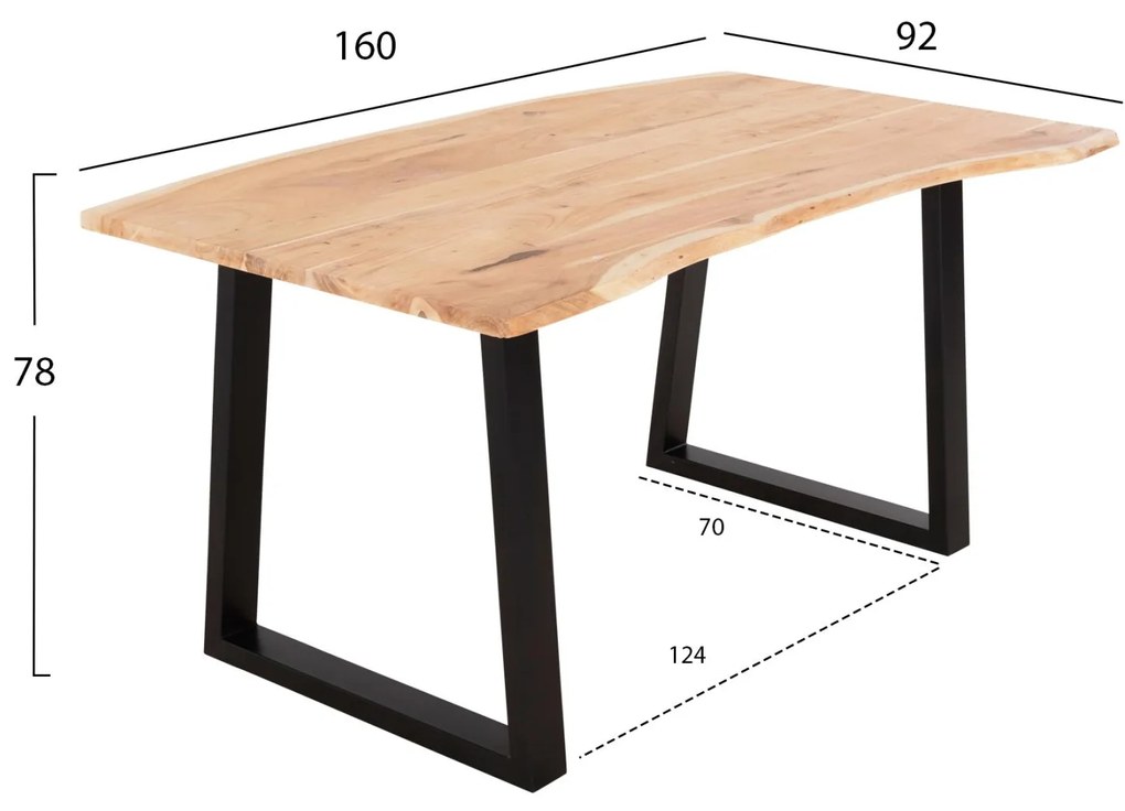 Τραπέζι τραπεζαρίας SOFIA SLIM C8500.21 απο Μασίφ Ξύλο Ακακίας 160x92x78Υεκ. 160x92x78 εκ.