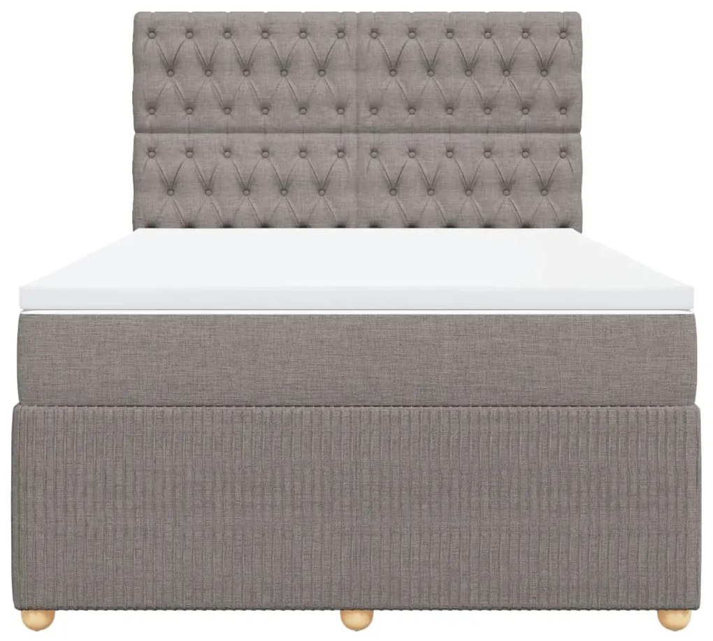 vidaXL Κρεβάτι Boxspring με Στρώμα Taupe 140x190 εκ. Υφασμάτινο