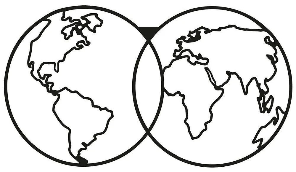 Διακοσμητικό Τοίχου World Map 891TNL1101 60x34cm Black Wallity Μέταλλο