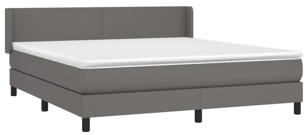 vidaXL Κρεβάτι Boxspring με Στρώμα Γκρι 160x200εκ. από Συνθετικό Δέρμα