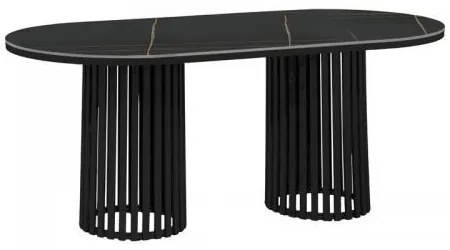 ΟΒΑΛ ΤΡΑΠΕΖΙ ΤΡΑΠΕΖΑΡΙΑΣ Fylliana FL17 ΜΕ ΚΕΡΑΜΙΚΗ ΕΠΙΦΑΝΕΙΑ ΚΑΙ ΜΕΤΑΛΛΙΚΗ ΒΑΣΗ ΣΕ ΜΑΥΡΟ ΜΑΤ ΧΡΩΜΑ 180x90x76εκ 618-225-072