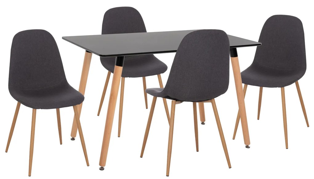 ΣΕΤ ΤΡΑΠΕΖΑΡΙΑΣ 5ΤΜΧ MINARDO HM21179 MDF TOP ΣΕ ΜΑΥΡΟ--ΣΚΟΥΡΟ ΓΚΡΙ ΥΦΑΣΜΑ