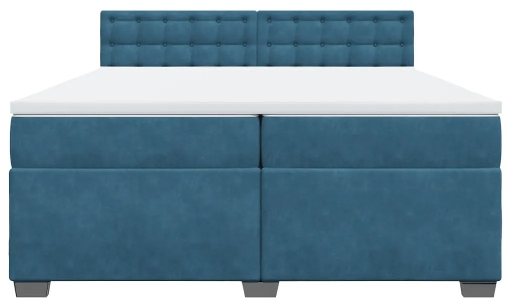 vidaXL Κρεβάτι Boxspring με Στρώμα Μπλε 200x200 εκ. Βελούδινο