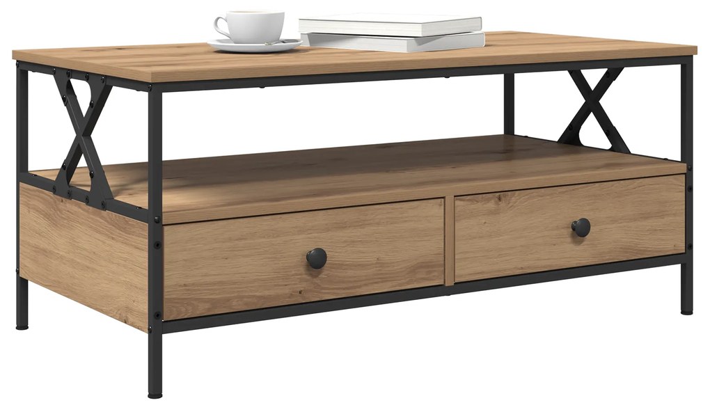 vidaXL Τραπεζάκι σαλονιού with Drawer artisan δρυς 100 x 51 x 45 cm