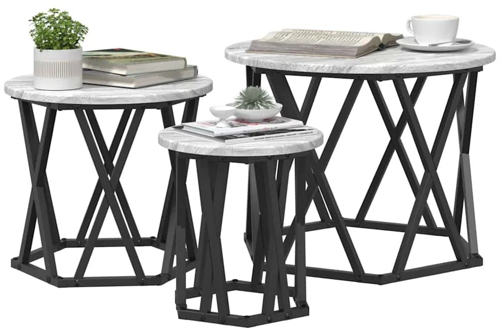 vidaXL Κομοδίνο Μονάδας 3 pcs Γκρι sonoma 53 x 53 x 40 cm