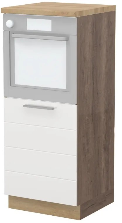 Επιδαπέδιο ντουλάπι φούρνου ψηλό Hudson K14-60-1KR-Λευκό γυαλιστερό - Γκρι