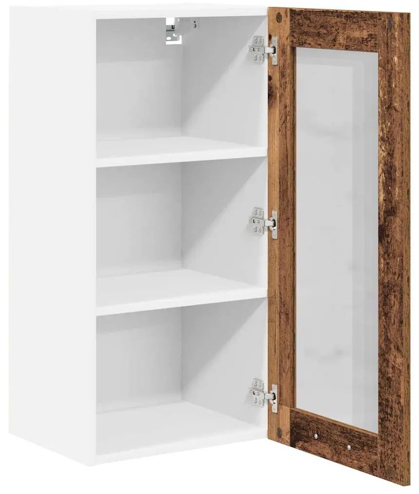 vidaXL Κρεμαστό ντουλάπι με πόρτα 2 pcs Παλιό ξύλο 40 x 31 x 80 εκ.