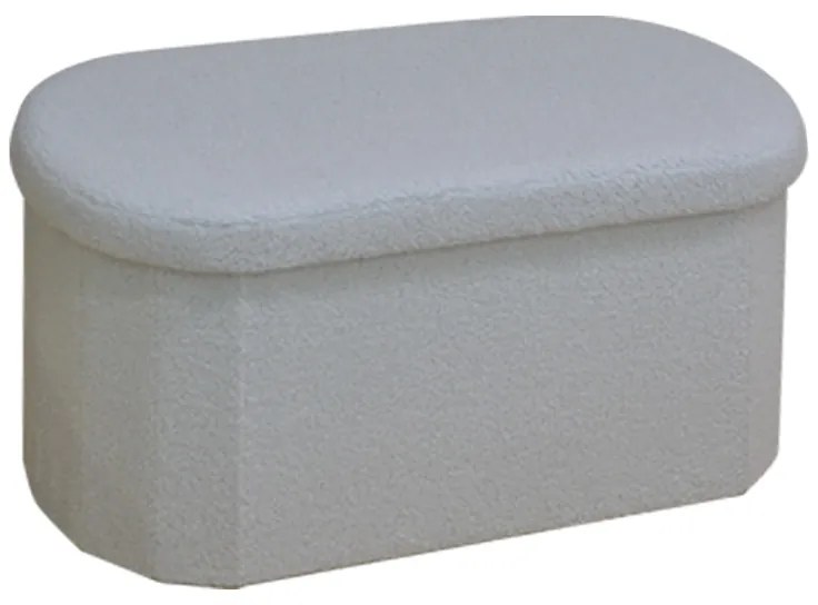 Σκαμπό-μπαούλο Otto pakoworld ύφασμα μπουκλέ σε κρεμ-ivory απόχρωση 76x38x38εκ