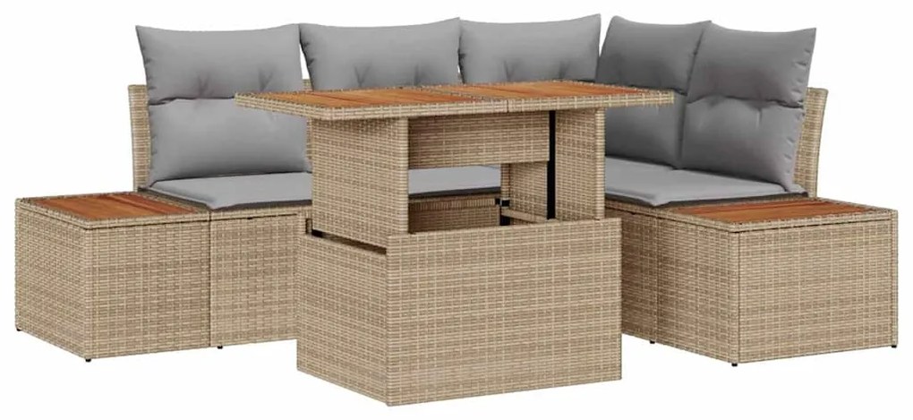 vidaXL Σέτ φαγητού για κήπο 5 pcs Μπεζ, Γκρι 100 x 55 x 73 εκ