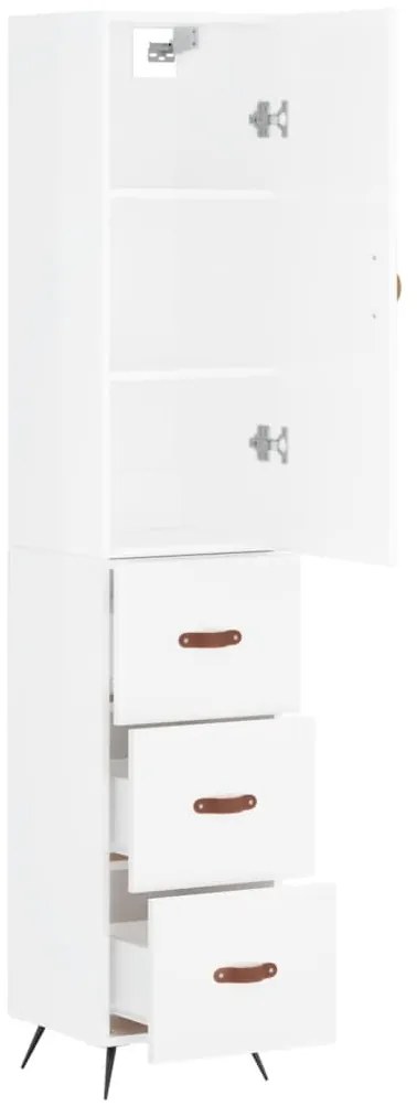 vidaXL Ντουλάπι Γυαλ. Λευκό 34,5 x 34 x 180 εκ. από Επεξεργασμένο Ξύλο
