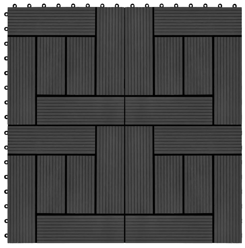 vidaXL Πλακάκια Deck 22 τεμ. Μαύρα 30 x 30 εκ. 2 μ² από WPC