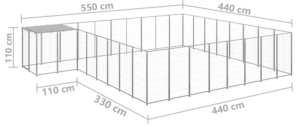 Σπιτάκι Σκύλου Ασημί 20,57 μ² Ατσάλινο   - Ασήμι