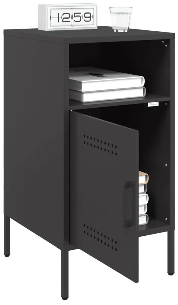 vidaXL Κομοδίνα 2 τεμ. Μαύρα 36x39x68 εκ. από Χάλυβα