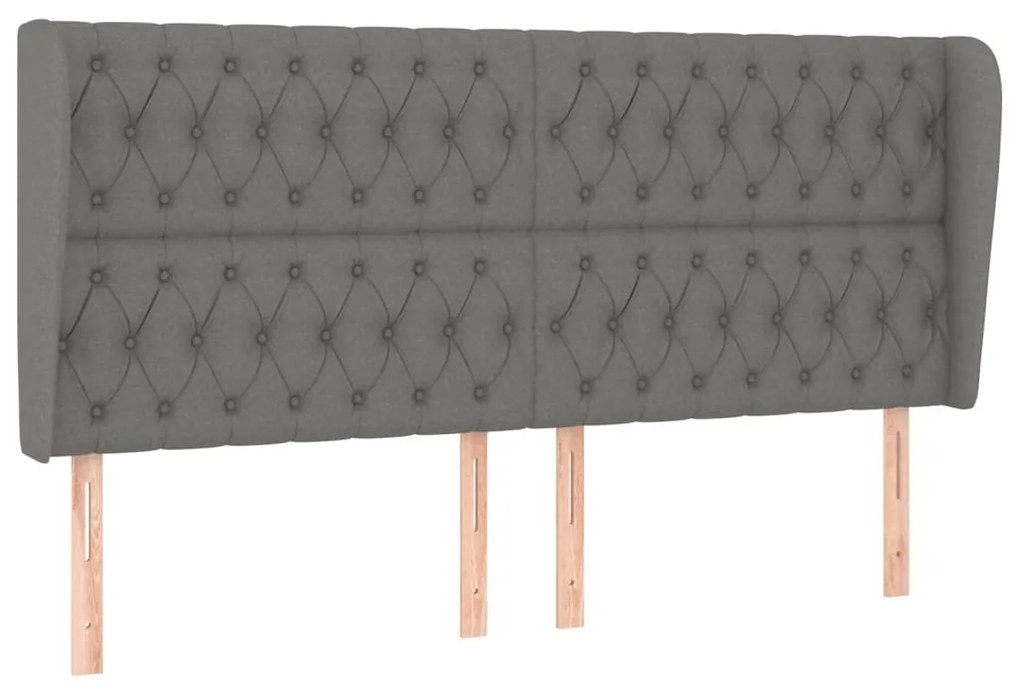 Κεφαλάρι με Πτερύγια Σκούρο Γκρι 183x23x118/128 εκ. Υφασμάτινο 3118307