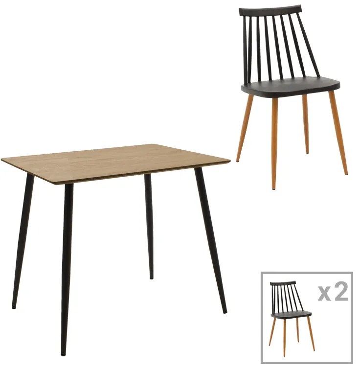 Intrahome Τραπεζαρία Aurora-Cuba Intrahome σετ 3τεμ pp-mdf σε μαύρη-sonoma απόχρωση 70x70x75εκ | SKU: INTRAPA-311112126