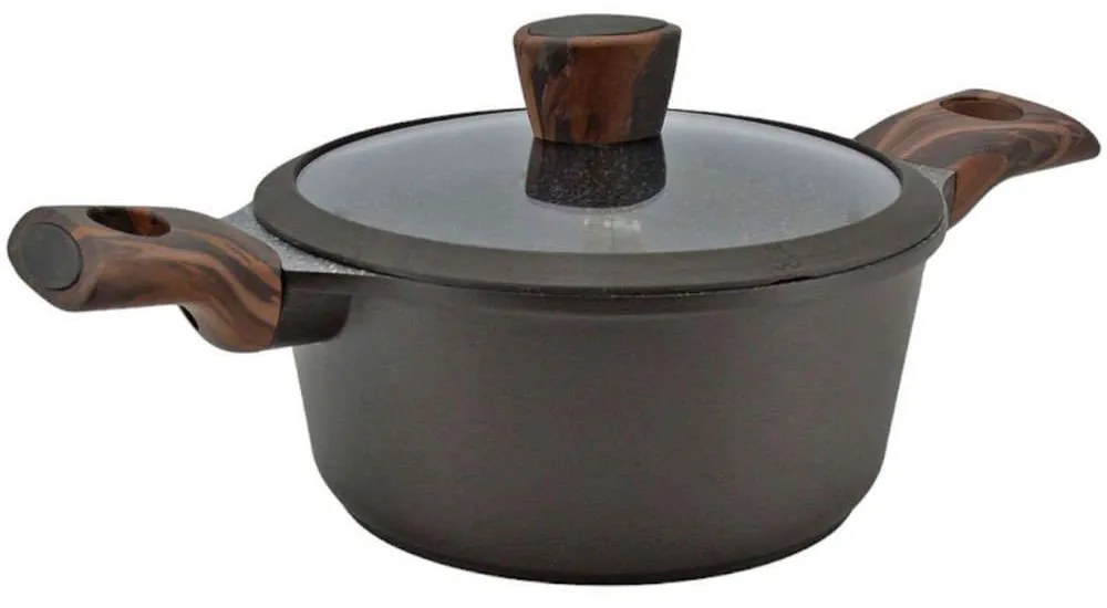 Κατσαρόλα Βαθιά Αντικολλητική 445-20 20x9,5cm Black-Brown Ankor 20cm Aluminium, Glass