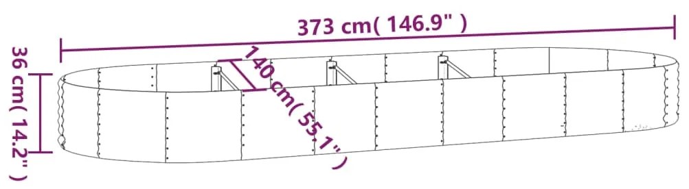 vidaXL Ζαρντινιέρα Πράσινο 373x140x36εκ. Ατσάλι με Ηλεκτρ.Βαφή Πούδρας