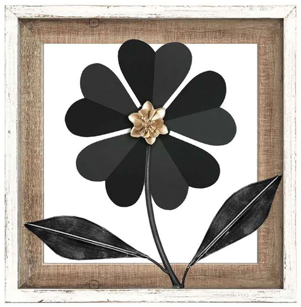 Διακοσμητικό Τοίχου Flower 125-222-352 30,5x3x30,5cm Black-White Metal,Wood