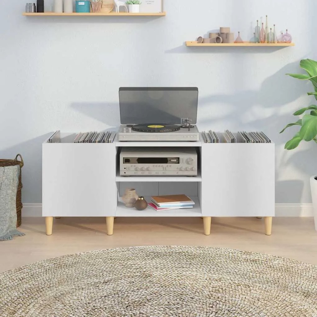 vidaXL Δισκοθήκη Λευκή 121 x 38 x 48 εκ. Επεξεργασμένο Ξύλο