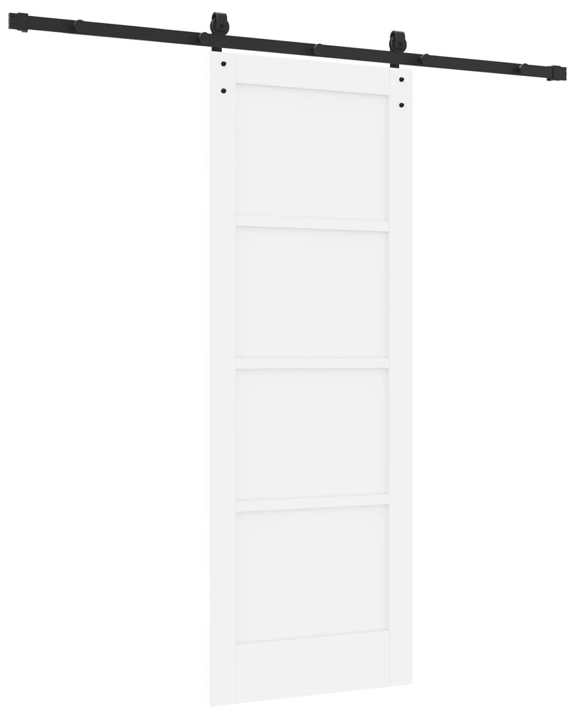 vidaXL Συρόμενη Πόρτα με Σετ Υλικών Λευκή 73.5x198.5 εκ. Συμπαγές Ξύλο Πεύκο