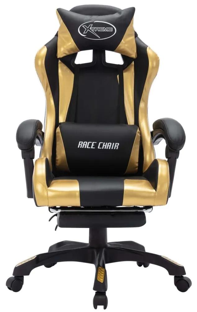 Καρέκλα Racing με Φωτισμό RGB LED Χρυσό/Μαύρο Συνθετικό Δέρμα - Πολύχρωμο