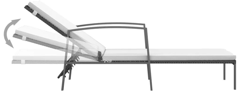 vidaXL Ξαπλώστρα Κήπου Μαύρη από Συνθετικό Ρατάν με Μαξιλάρι