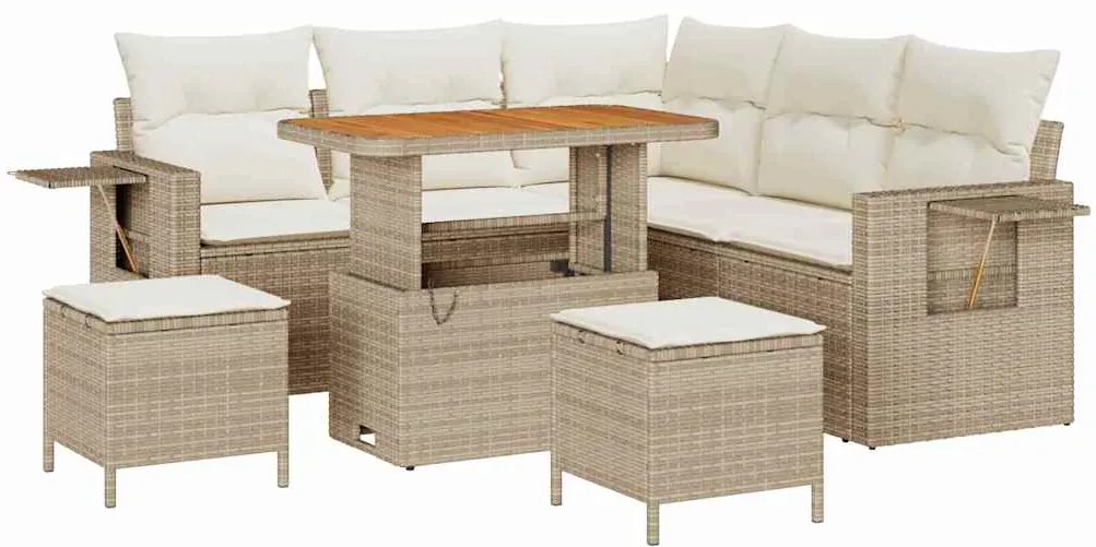 vidaXL Σετ Καναπέ Κήπου 8 pcs Μπεζ συνθετικό ρατάν