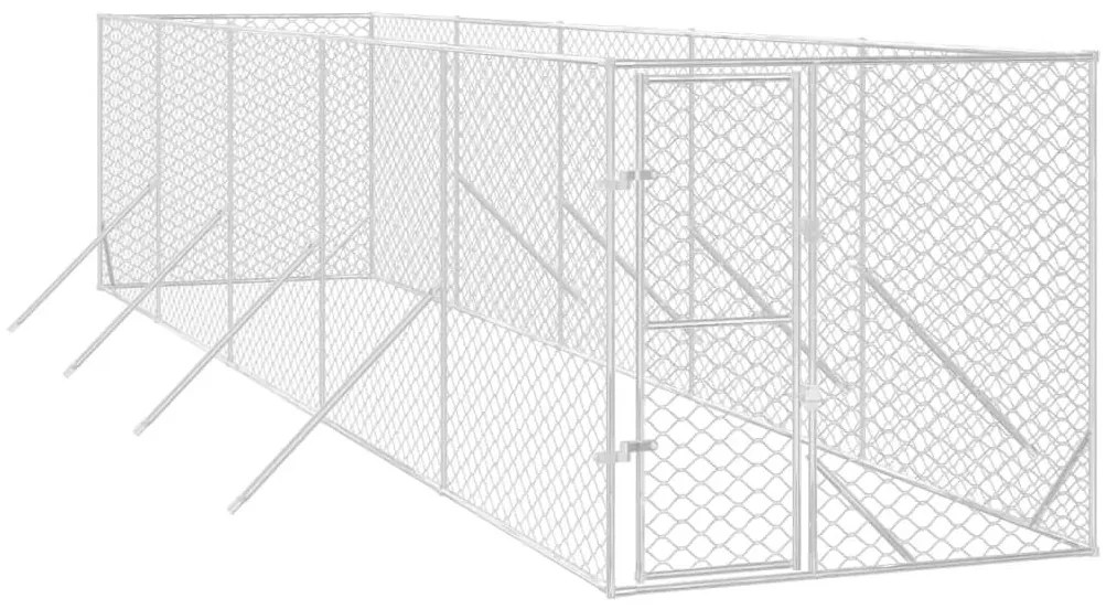 Κλουβί Σκύλου Εξωτερ. Χώρου Ασημί 2x10x2 μ. από Γαλβαν. Ατσάλι - Ασήμι
