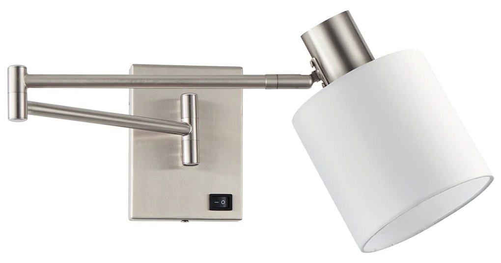 Φωτιστικό Τοίχου - Απλίκα SE21-NM-52-SH1 ADEPT WALL LAMP Nickel Matt Wall lamp with Switcher and White Shade+ - 51W - 100W - 77-8372