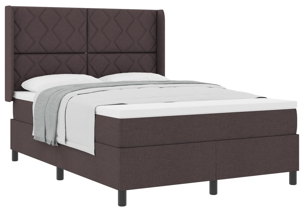 vidaXL Κρεβάτι Box Spring με Στρώμα Καφέ 140x190 εκ. Υφασμάτινο