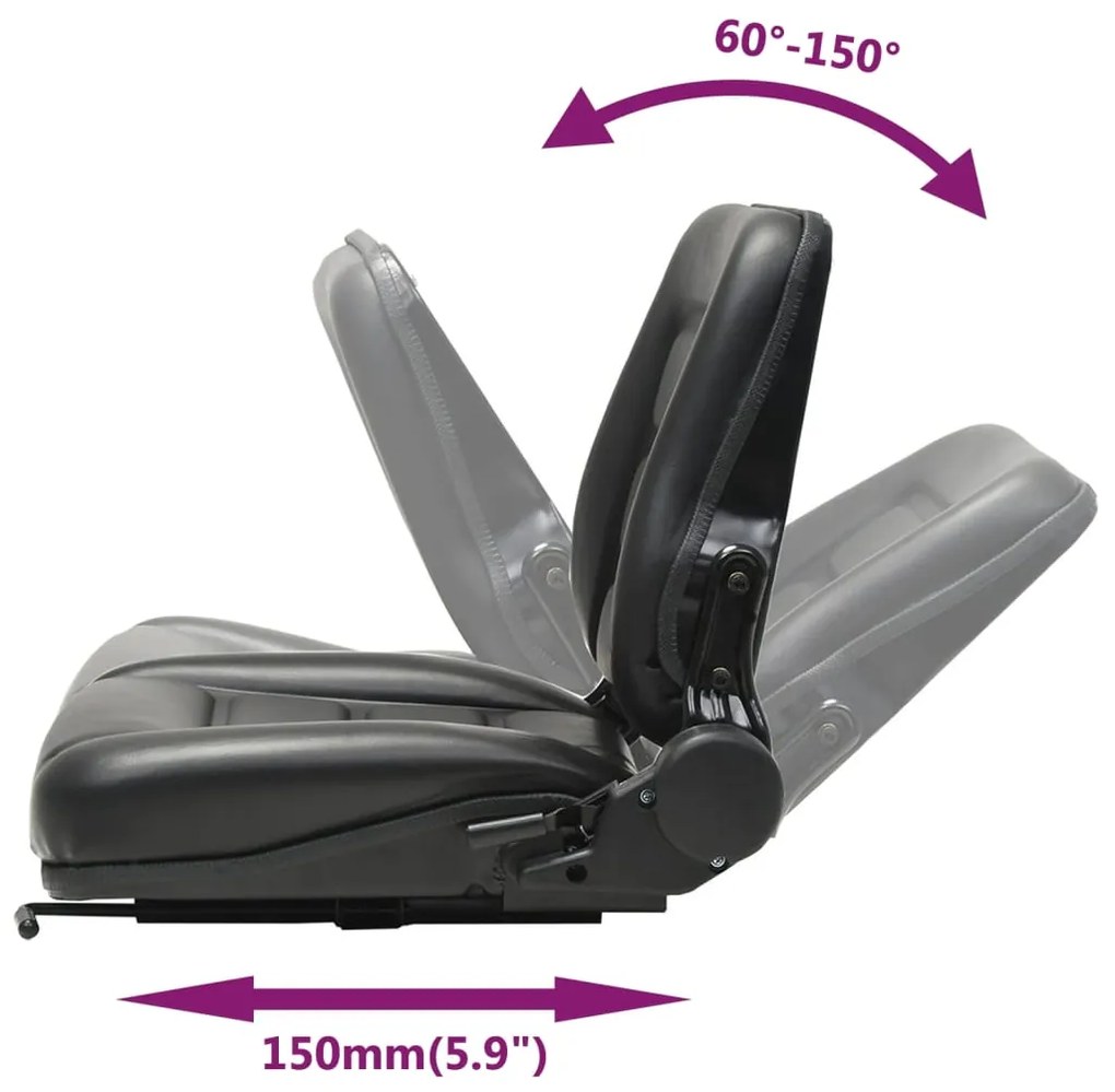 vidaXL Κάθισμα Περονοφόρου Ανυψωτικού/Τρακτέρ με Ρυθμιζ. Πλάτη Μαύρο