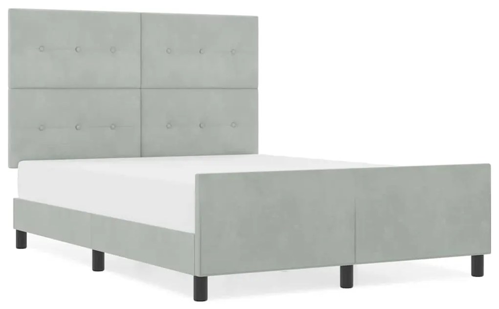 vidaXL Σκελετός Κρεβατιού Ανοιχτό γκρι 140 x 190 cm Βελούδο