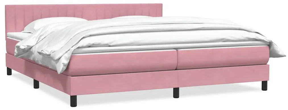 vidaXL Κρεβάτι Boxspring με Στρώμα Ροζ 200x210 εκ. Βελούδινο