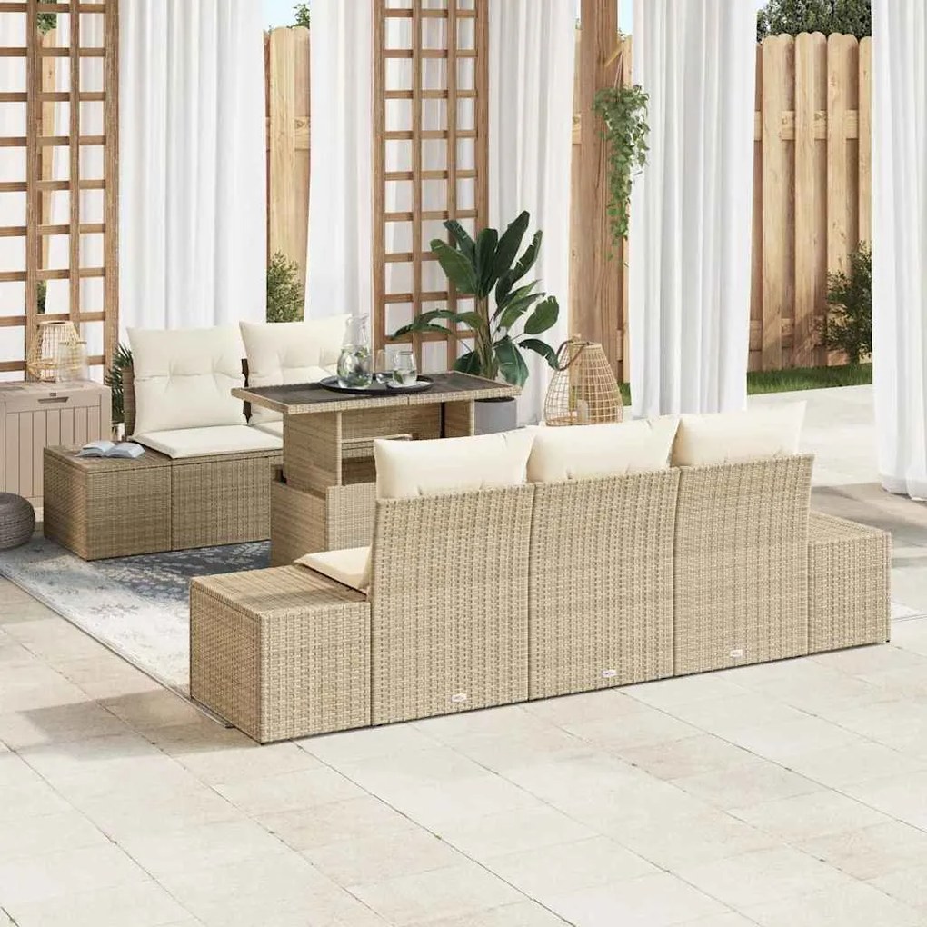 vidaXL Σετ Καναπέ Κήπου 6 pcs μπεζ και κρεμ 100 x 55 x 73 εκ