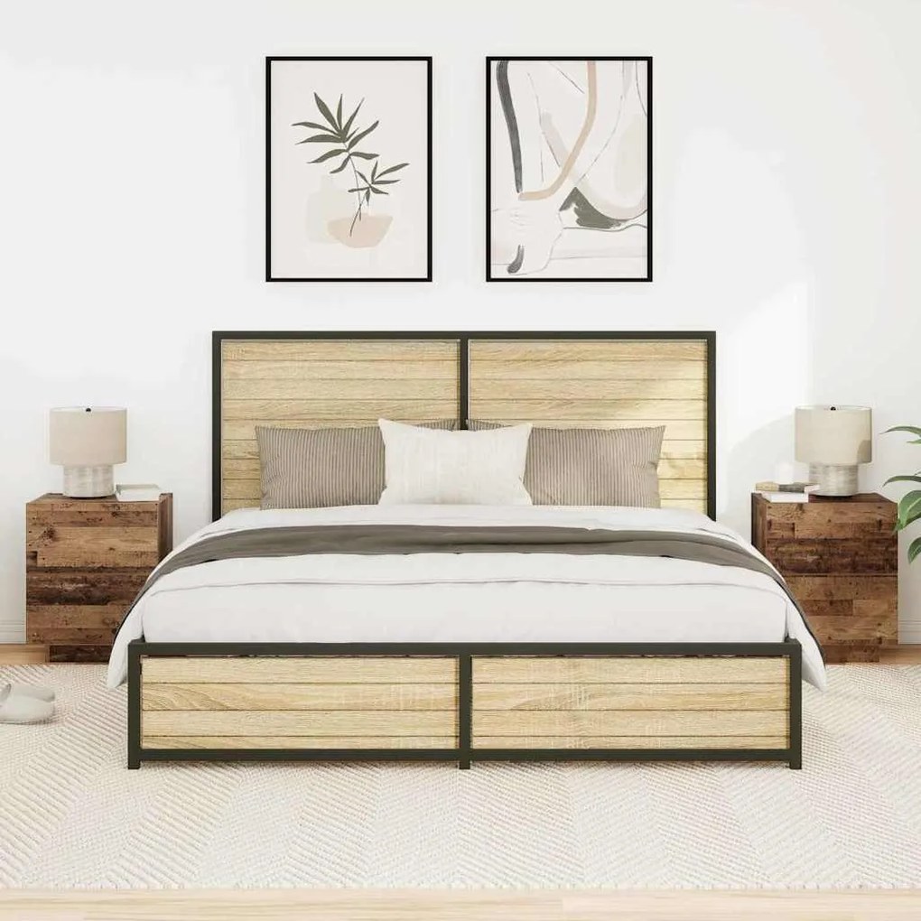 vidaXL Κομοδίνο 2 pcs Παλαιό ξύλο 45 x 40 x 55 εκ Επεξεργασμένο ξύλο