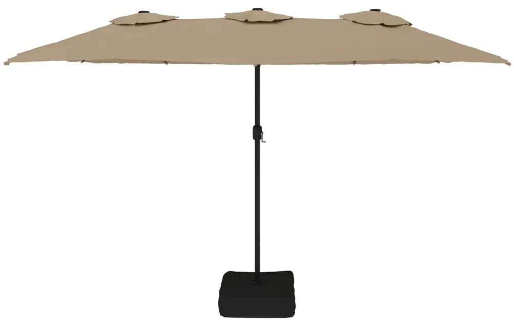 vidaXL Ομπρέλα Κήπου με Διπλή Κορυφή και LED Taupe 449 x 265 εκ.