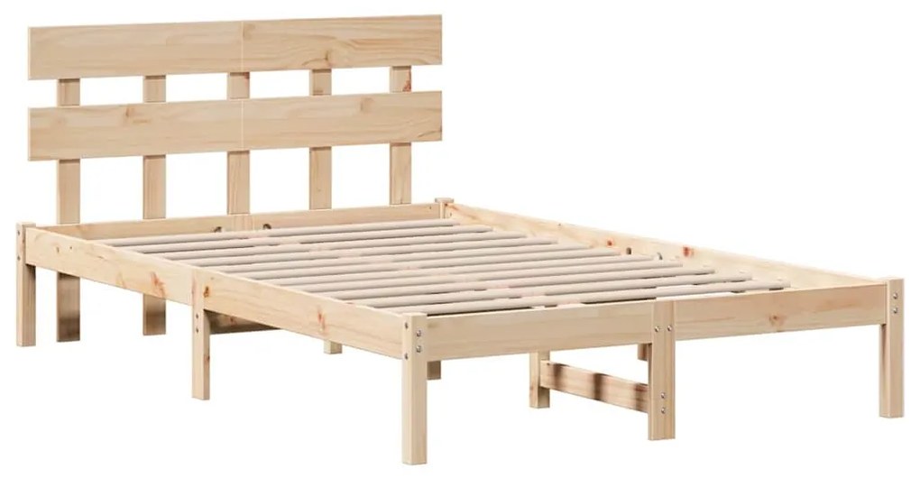 vidaXL Σκελετός Κρεβατιού Καφέ 135 x 190 cm Μασίφ ξύλο πεύκου