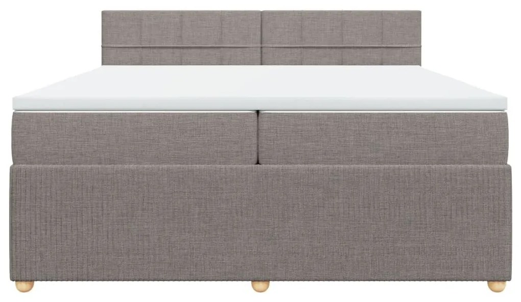 Κρεβάτι Boxspring με Στρώμα Taupe 200x200 εκ. Υφασμάτινο - Μπεζ-Γκρι