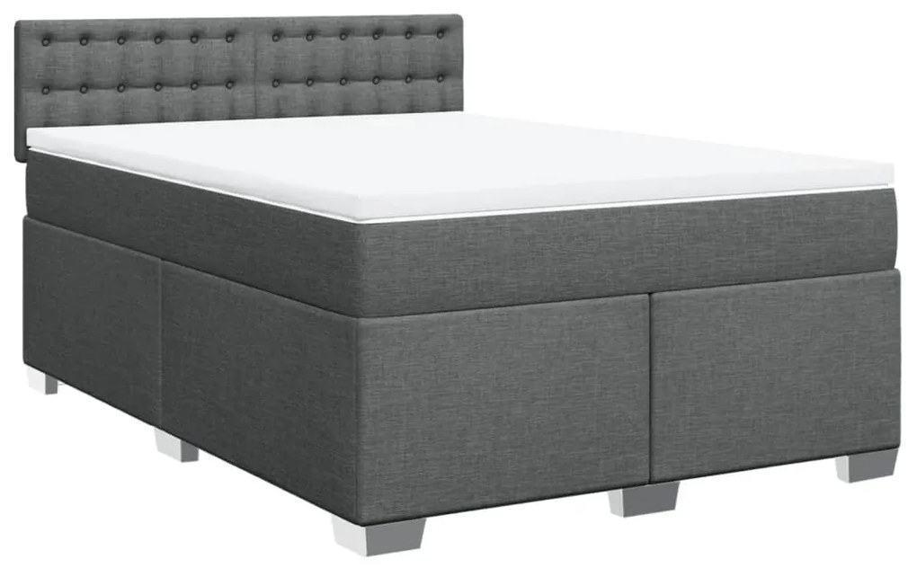 vidaXL Κρεβάτι Boxspring με Στρώμα Σκούρο Γκρι 160x200 εκ Υφασμάτινο