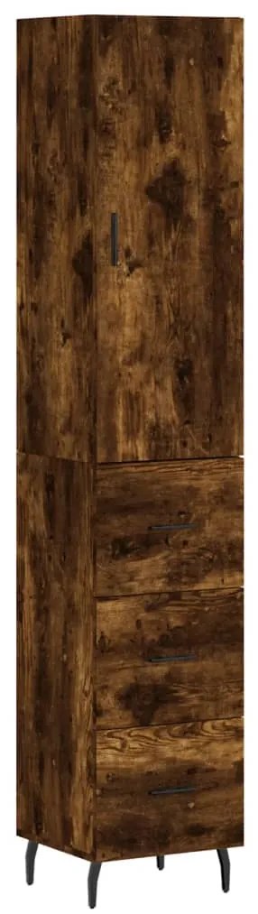 vidaXL Ντουλάπι Καπνιστή δρυς 34,5x34x180 εκ. από Επεξεργασμένο Ξύλο