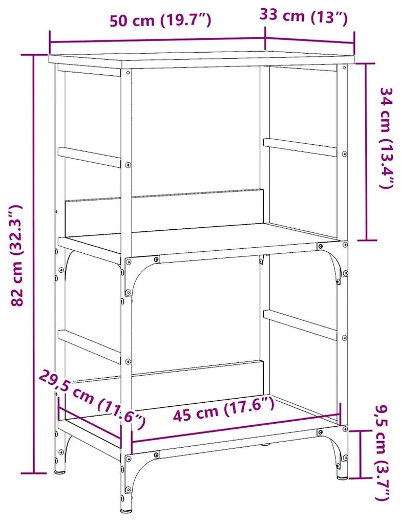 Βιβλιοθήκη Αρτισιανή Δρυς 50x33x82 εκ. Επεξεργ. Ξύλο - Καφέ