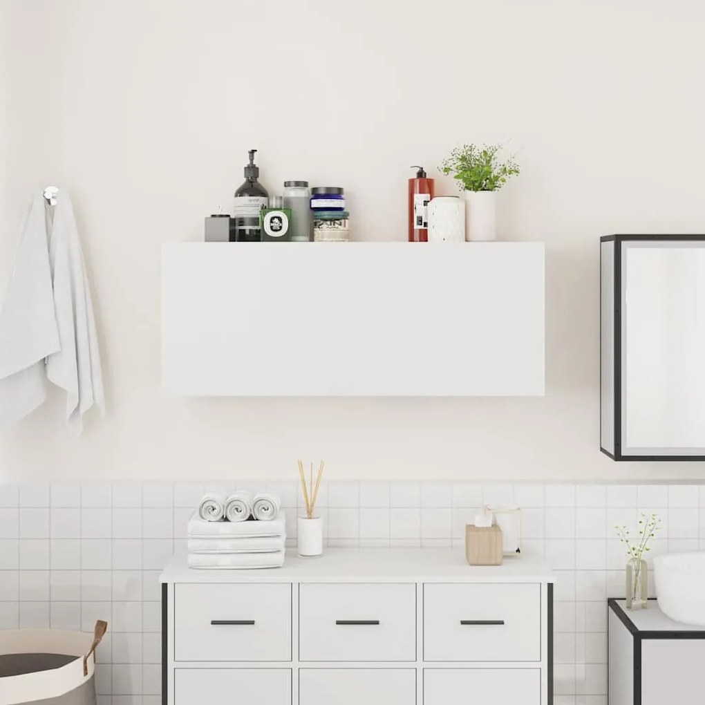 vidaXL ντουλάπι τοίχου μπάνιου λευκό 100x25x40 cm κατασκευασμένο ξύλο