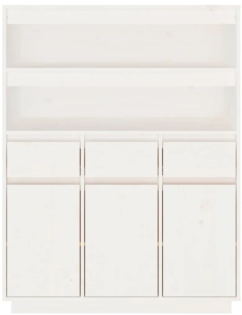 vidaXL Ντουλάπι Ψηλό Λευκό 89x40x116,5 εκ. από Μασίφ Ξύλο Πεύκου