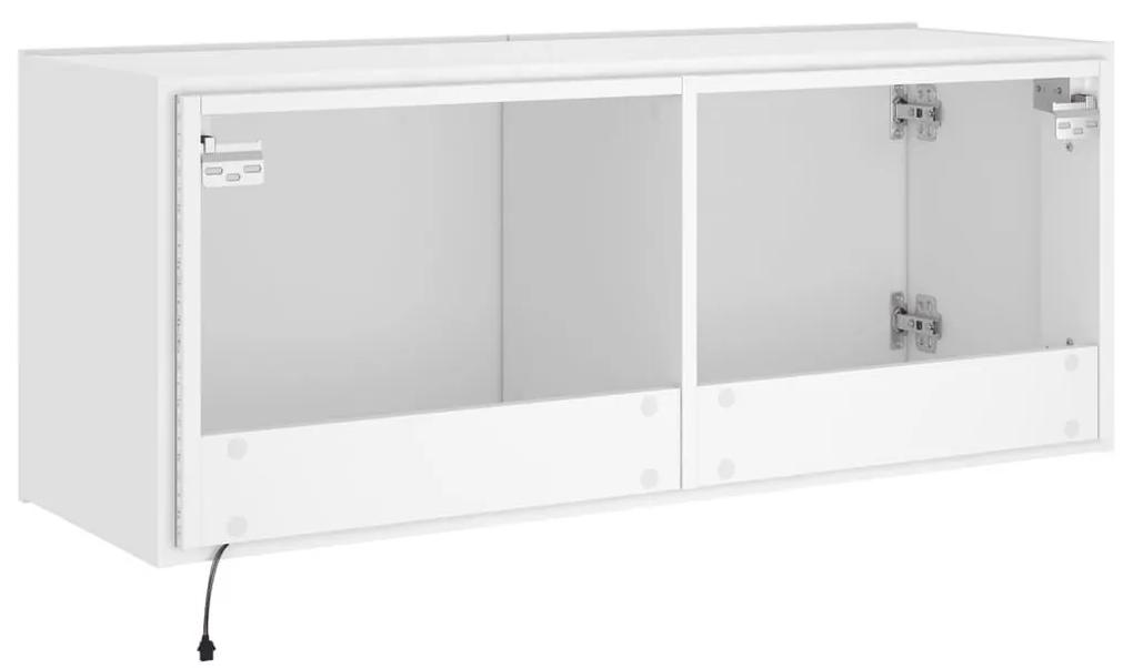 Έπιπλο Τοίχου Τηλεόρασης με LED Λευκό 100x35x41 εκ. - Λευκό