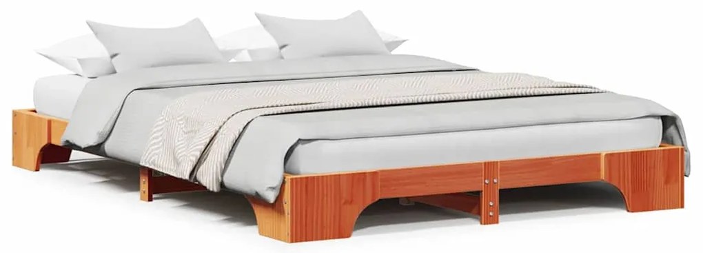 vidaXL Σκελετός Κρεβατιού Καφέ κεριού 160 x 200 cm Μασίφ ξύλο πεύκου