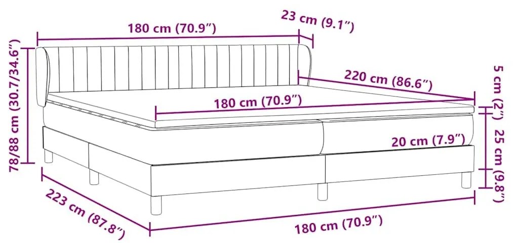 Κρεβάτι με στρώματα ροζ 180x220 cm Βελούδινο - Ροζ