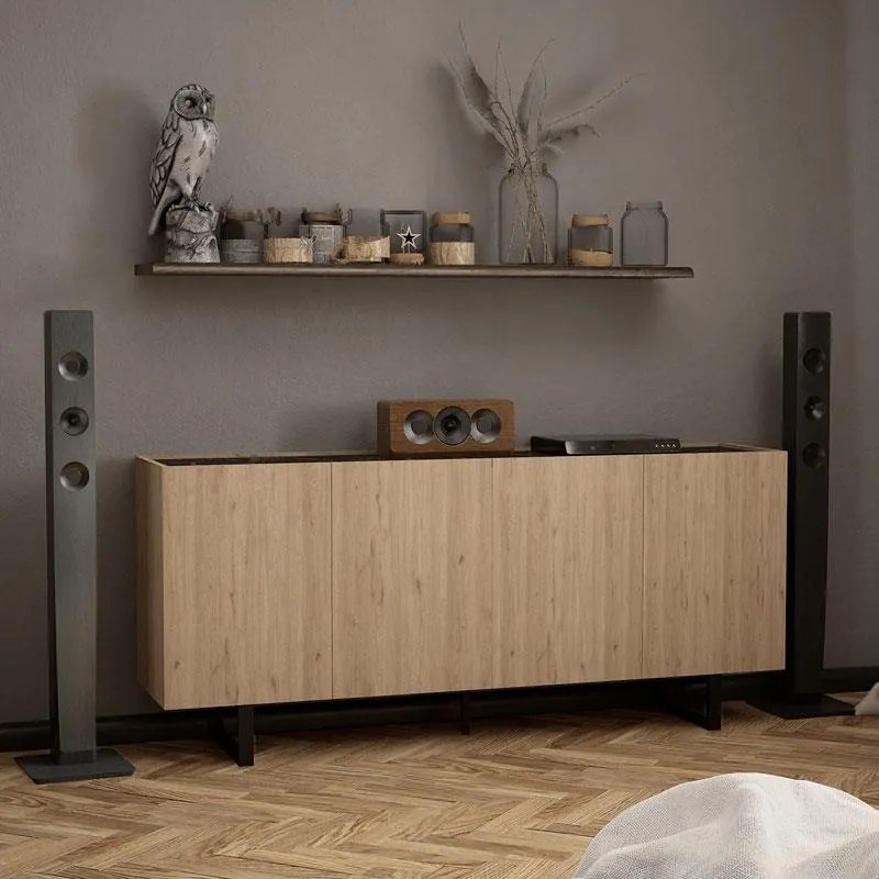 Μπουφές Kioubo μελαμίνης oak-μαύρο 180x42x80εκ 180x42x80 εκ.