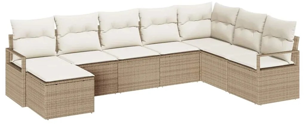 vidaXL Σετ Καναπέ Κήπου 8 pcs Μπεζ, Κρέμα Πολυ rattan, βαμμένο ατσάλι