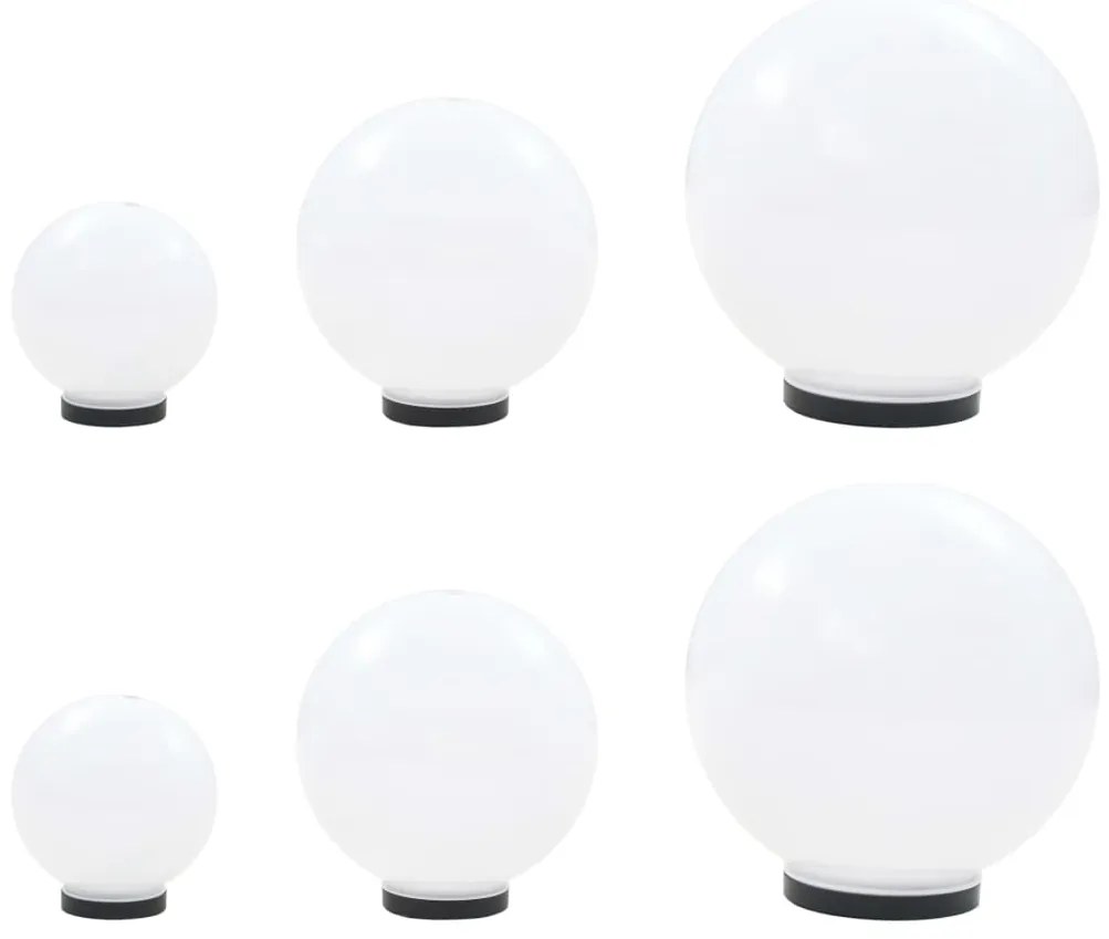 vidaXL Φωτιστικά Μπάλα LED 6 τεμ Σφαιρικά 20/30/40 εκ. Ακρυλικά (PMMA)